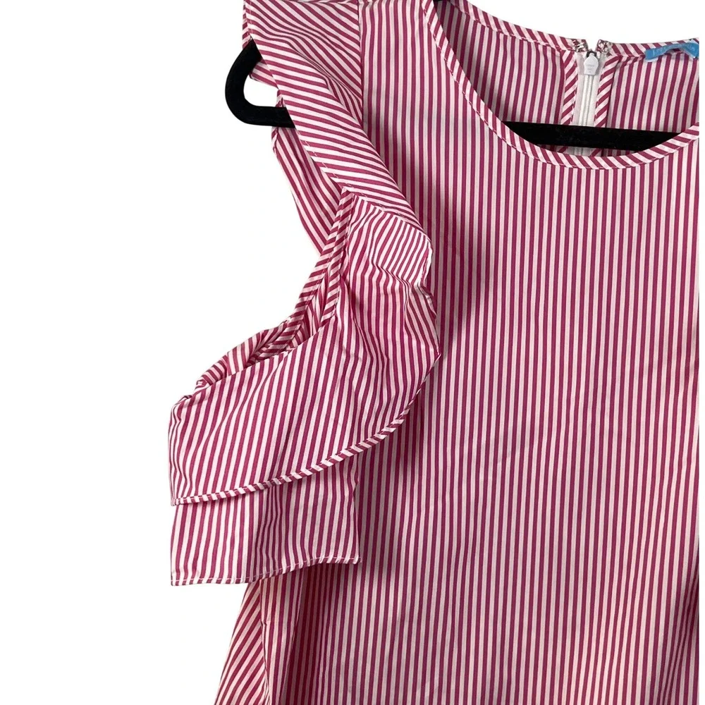 NWT J. McLaughlin Pink White Striped Dress Med Preppy Costal Nautical Old Money